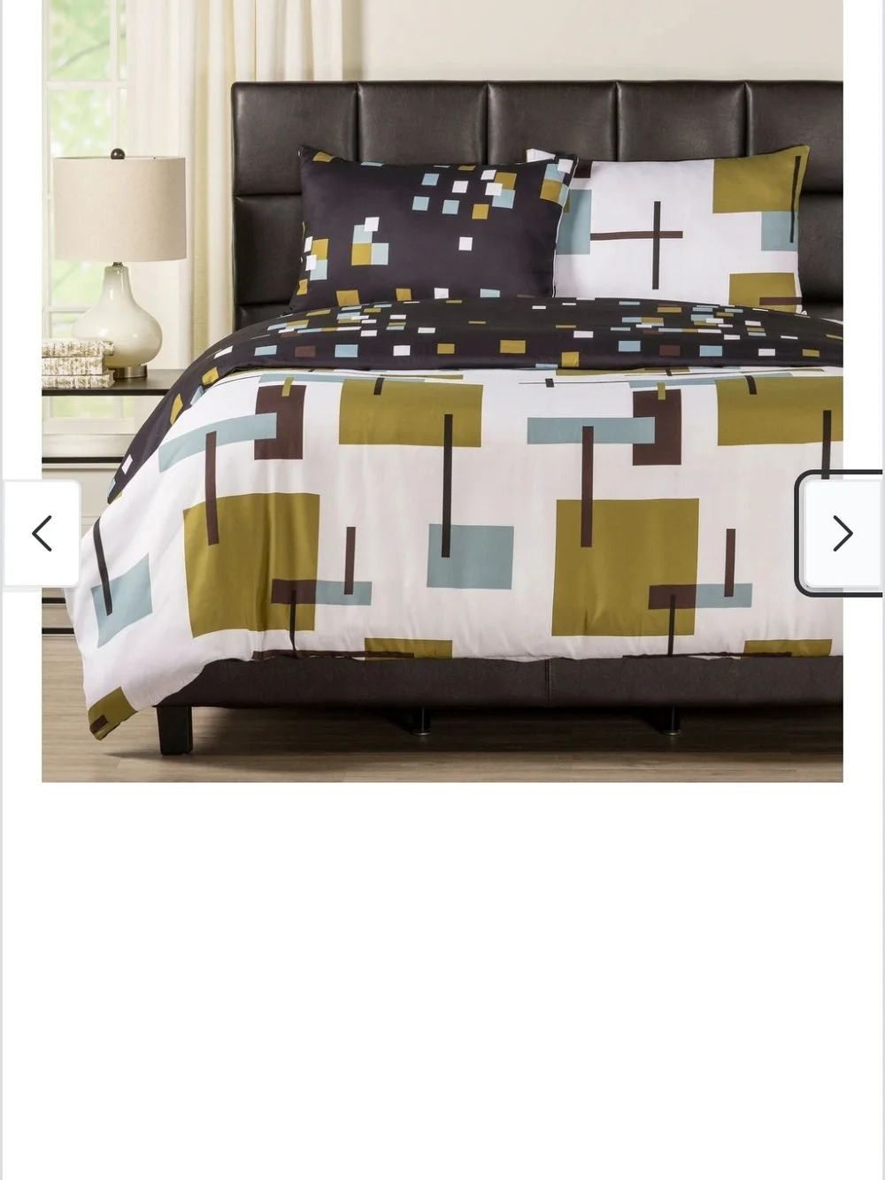 REVERSIBLE KING SIZE Geometric Duvet Cover Set +2 Shams Zero Stains Or Tears